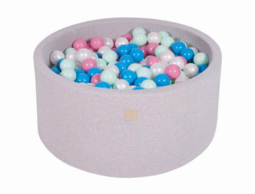 Ronde Ballenbak 300 ballen 90x40cm - Licht Grijs met Blauwe, Parel Witte, Licht roze en Mint ballen
